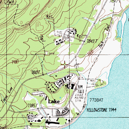 Topographic Map of Lake Outlet Post Office, WY