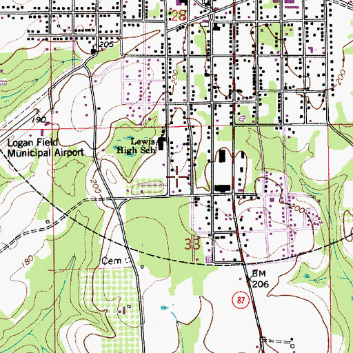Topographic Map of WRDJ-AM (Samson), AL