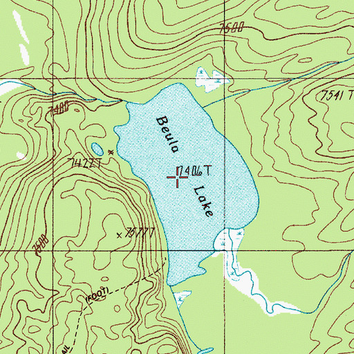 Topographic Map of Beula Lake, WY