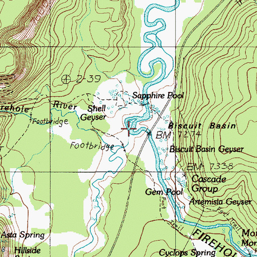 Topographic Map of Biscuit Basin, WY
