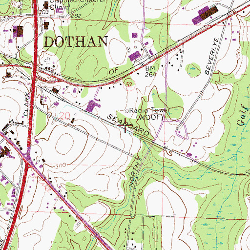 Topographic Map of WOOF-AM (Dothan), AL