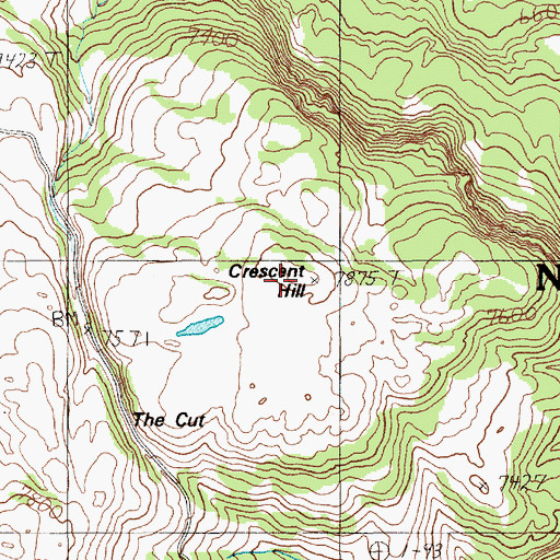 Topographic Map of Crescent Hill, WY