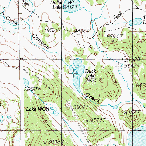 Topographic Map of Duck Lake, WY