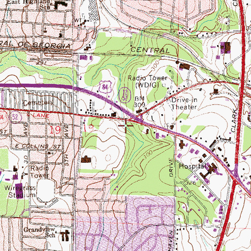 Topographic Map of WWNT-AM (Dothan), AL
