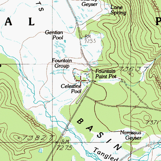 Topographic Map of Fountain Paint Pot, WY