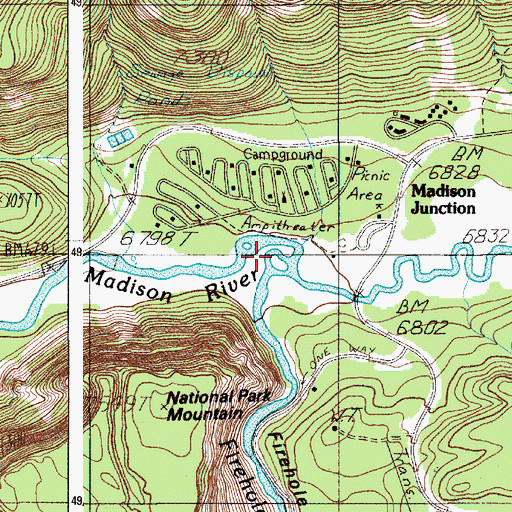 Topographic Map of Gibbon River, WY