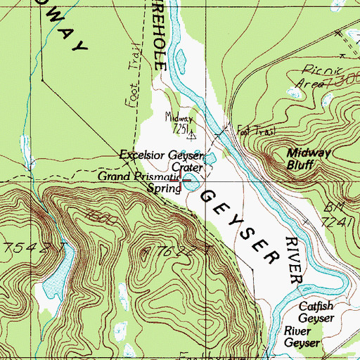 Topographic Map of Grand Prismatic Spring, WY