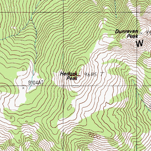 Topographic Map of Hedges Peak, WY
