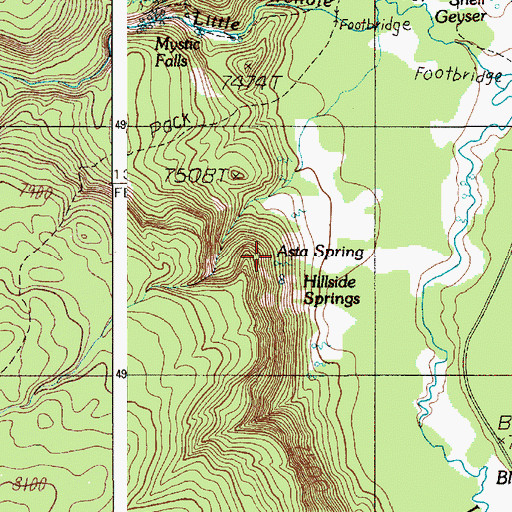 Topographic Map of Hillside Springs, WY