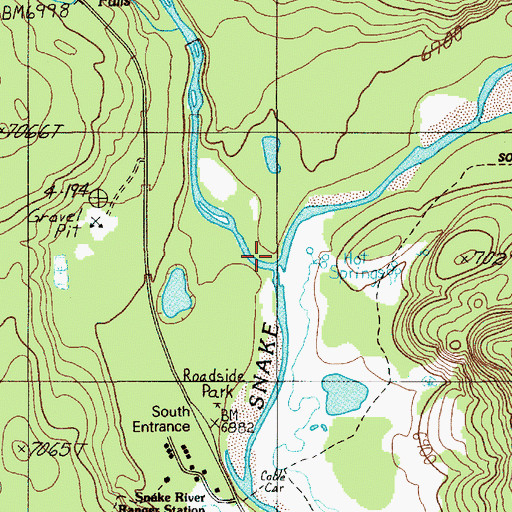 Topographic Map of Lewis River, WY