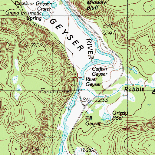 Topographic Map of Midway Geyser Basin, WY
