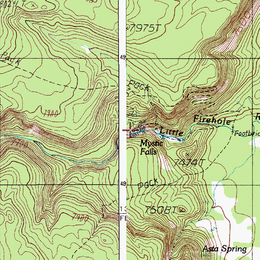 Topographic Map of Mystic Falls, WY
