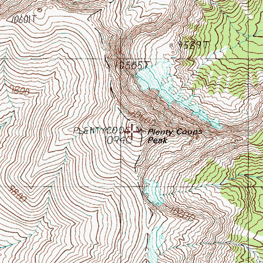 Topographic Map of Plenty Coups Peak, WY