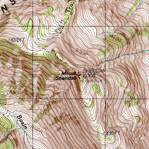 Topographic Map of Mount Sheridan, WY