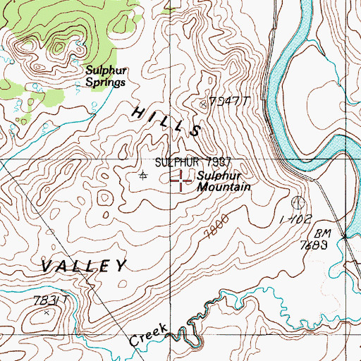 Topographic Map of Sulphur Mountain, WY