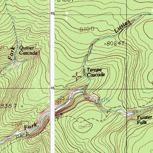 Topographic Map of Tempe Cascade, WY