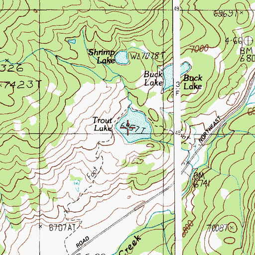 Topographic Map of Trout Lake, WY