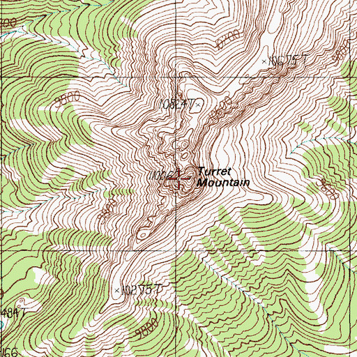 Topographic Map of Turret Mountain, WY