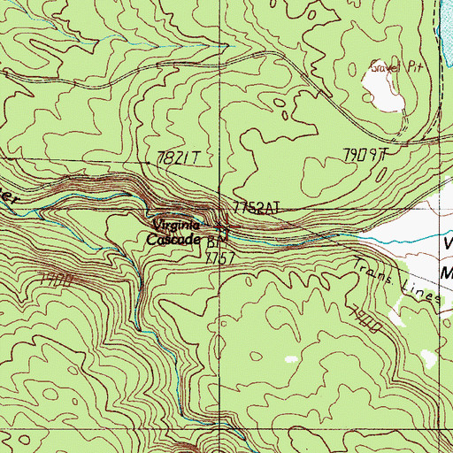 Topographic Map of Virginia Cascade, WY