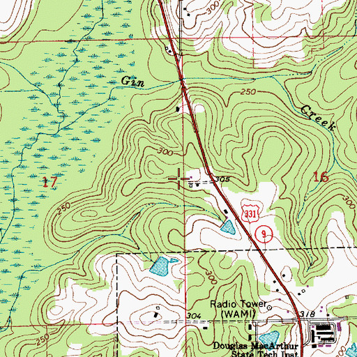 Topographic Map of WAMI-AM (Opp), AL