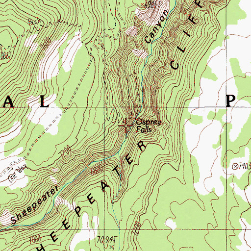 Topographic Map of Osprey Falls, WY