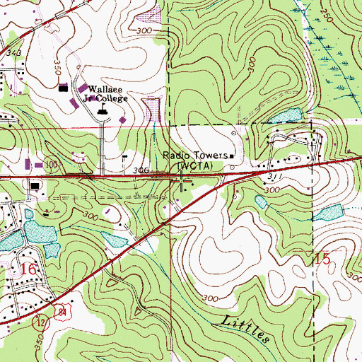 Topographic Map of WKYD-AM (Andalusia), AL