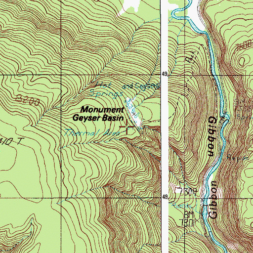 Topographic Map of Monument Geyser, WY