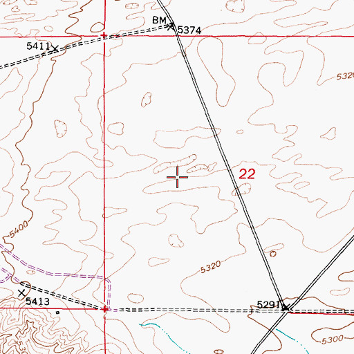 Topographic Map of Rolling Hills, WY