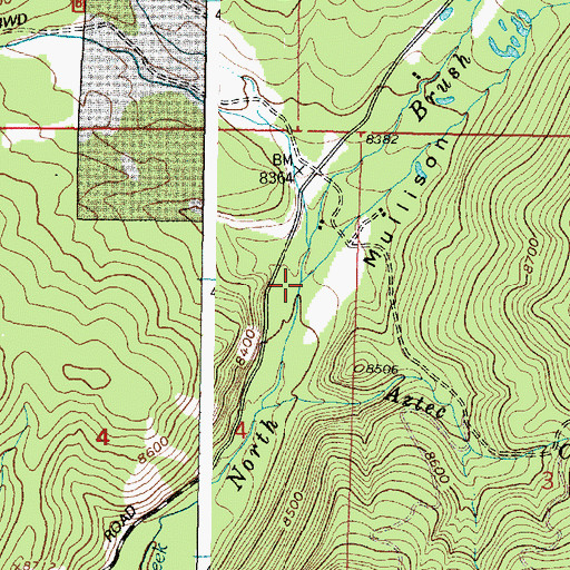 Topographic Map of Cortez Creek, WY