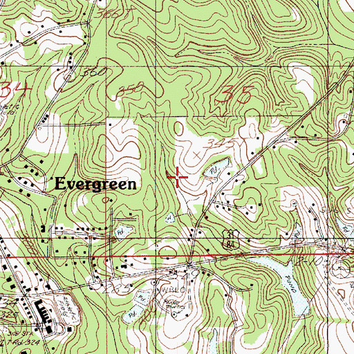 Topographic Map of WEGN-AM (Evergreen), AL