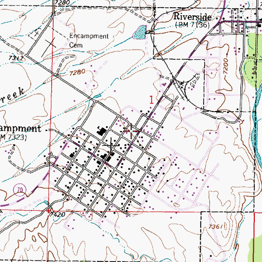 Topographic Map of Encampment, WY