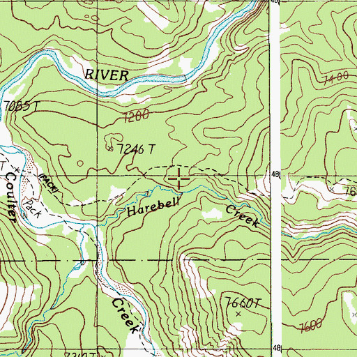 Topographic Map of Harebell Trail, WY