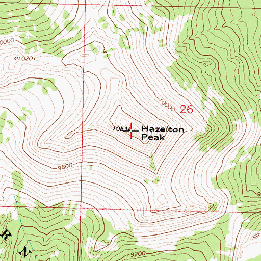 Topographic Map of Hazelton Pyramid, WY