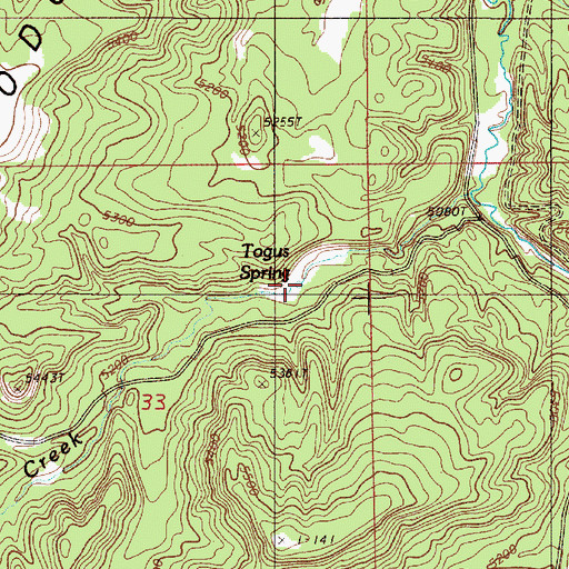 Topographic Map of Togus Spring, WY