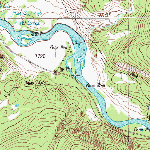 Topographic Map of Nez Perce Ford, WY