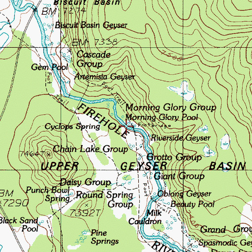 Topographic Map of Fan Geyser, WY