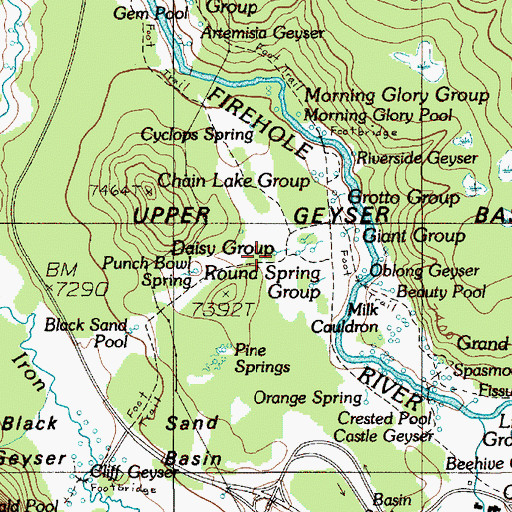 Topographic Map of Daisy Geyser, WY