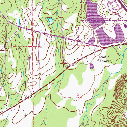 Topographic Map of WOZK-AM (Ozark), AL