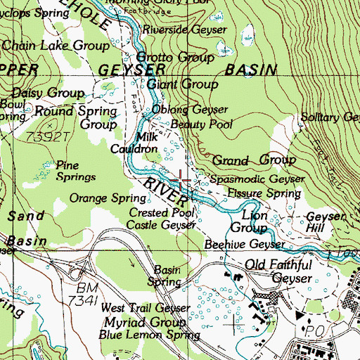 Topographic Map of Bulger Geyser, WY