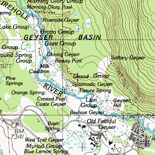Topographic Map of Lioness Geyser, WY