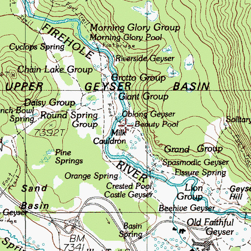 Topographic Map of Beauty Pool, WY