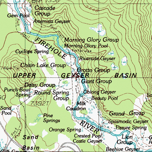 Topographic Map of Bijou Geyser, WY