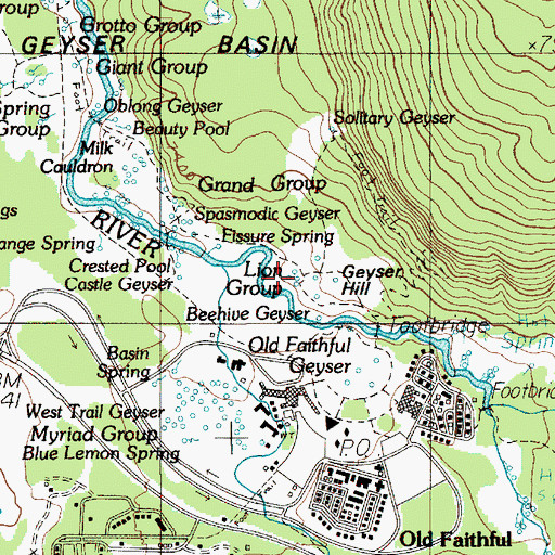 Topographic Map of Mastiff Geyser, WY