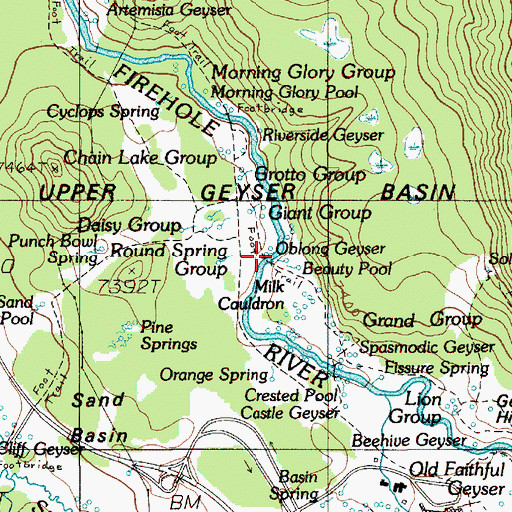 Topographic Map of Oblong Geyser, WY