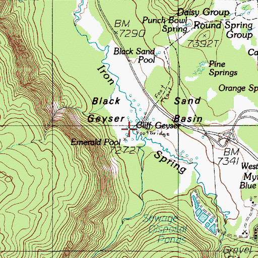 Topographic Map of Cliff Geyser, WY