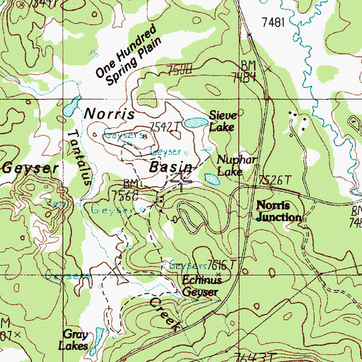 Topographic Map of Valentine Geyser, WY