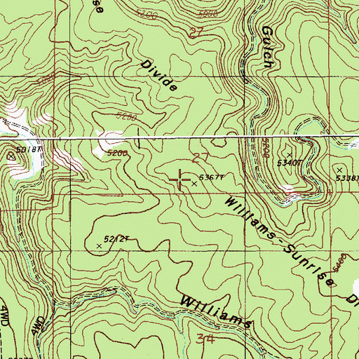 Topographic Map of Williams-Surprise Divide, WY