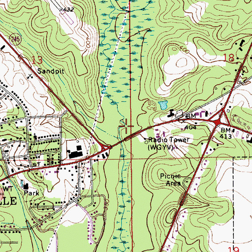 Topographic Map of WGYV-AM (Greenville), AL