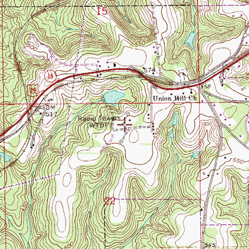Topographic Map of WTBF-AM (Troy), AL