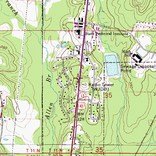 Topographic Map of WJDB-AM (Thomasville), AL